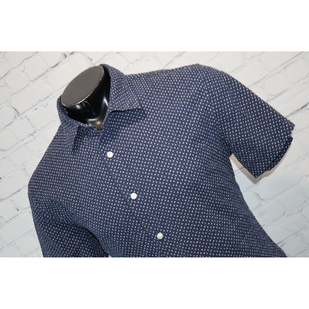 Bonobos Button Down Shirt Mens Large Navy Blue Slim Fit Geometric Print